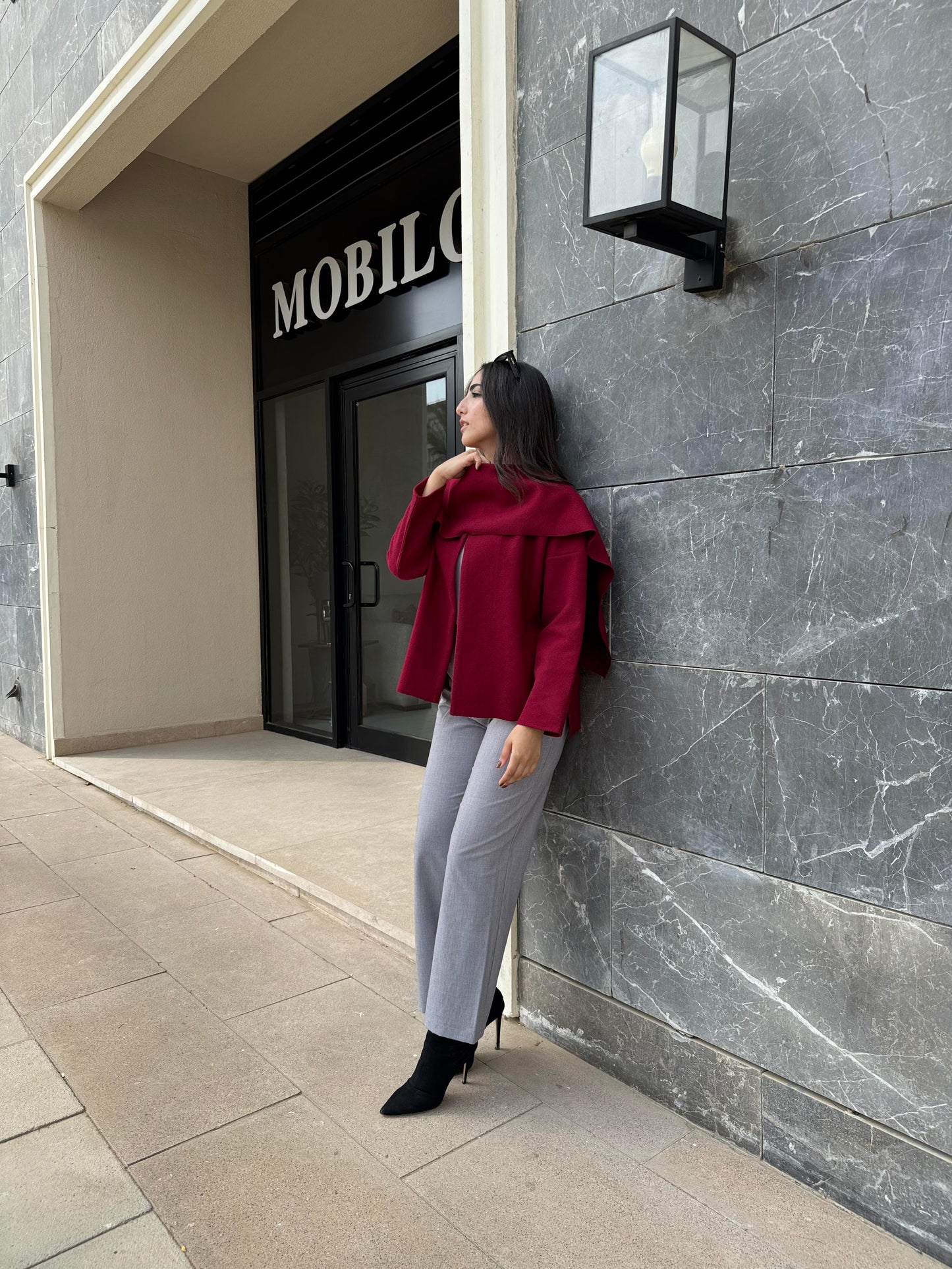Celine Scarf Jacket In Burgundy