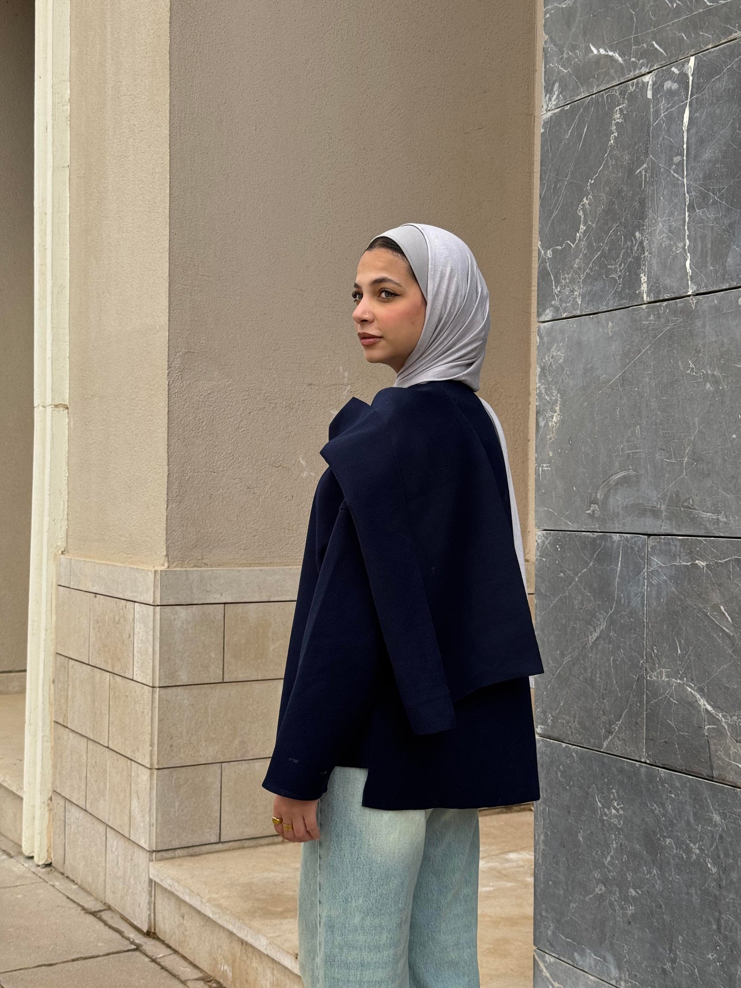 Celine Scarf Jacket In Navy