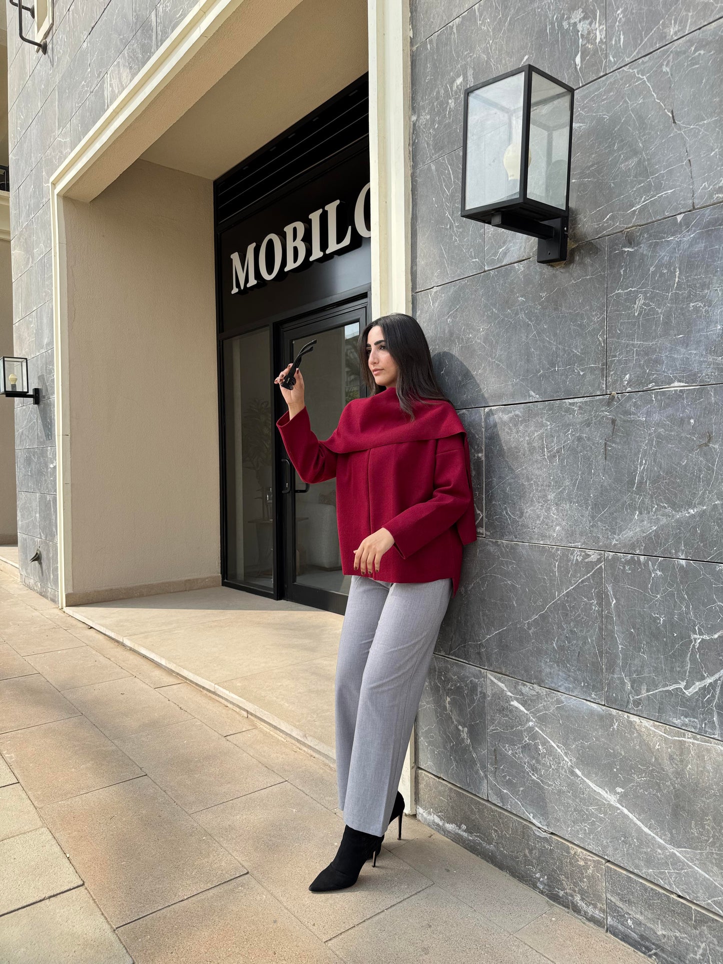Celine Scarf Jacket In Burgundy