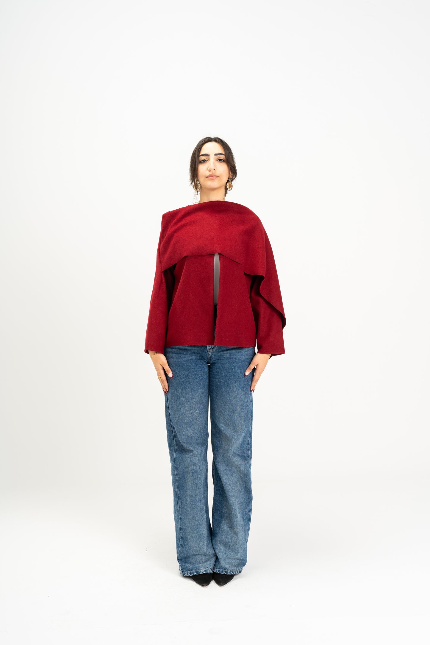 Celine Scarf Jacket In Burgundy